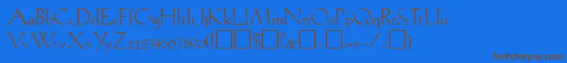 フォントLilithRegular – 茶色の文字が青い背景にあります。