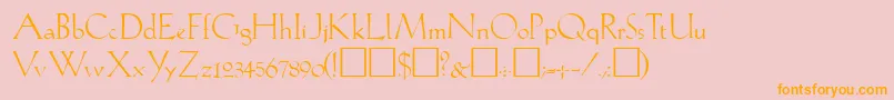 フォントLilithRegular – オレンジの文字がピンクの背景にあります。
