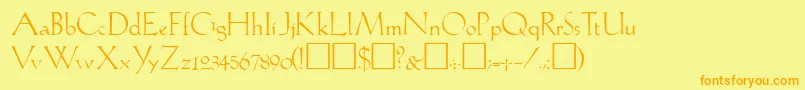 LilithRegular-Schriftart – Orangefarbene Schriften auf gelbem Hintergrund
