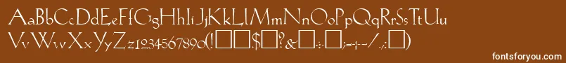 LilithRegular-fontti – valkoiset fontit ruskealla taustalla