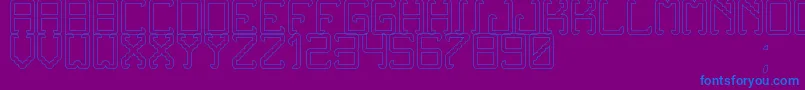 NoxtreyAufTfbHollow-fontti – siniset fontit violetilla taustalla