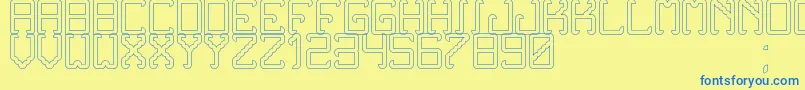 Fonte NoxtreyAufTfbHollow – fontes azuis em um fundo amarelo