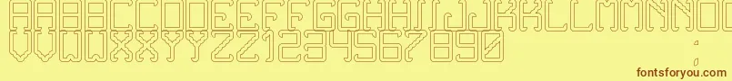 Fonte NoxtreyAufTfbHollow – fontes marrons em um fundo amarelo