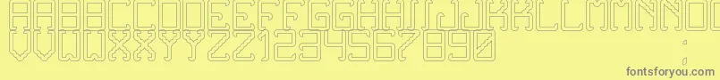 Weitere Informationen zur NoxtreyAufTfbHollow-Schriftart NoxtreyAufTfbHollow-Schriftart – Graue Schriften auf gelbem Hintergrund