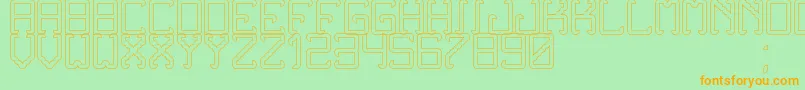 フォントNoxtreyAufTfbHollow – オレンジの文字が緑の背景にあります。