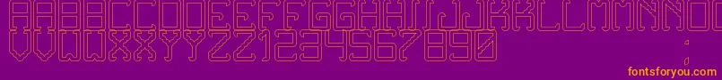 NoxtreyAufTfbHollow-Schriftart – Orangefarbene Schriften auf violettem Hintergrund