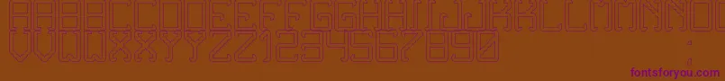 Weitere Informationen zur NoxtreyAufTfbHollow-Schriftart NoxtreyAufTfbHollow-Schriftart – Violette Schriften auf braunem Hintergrund