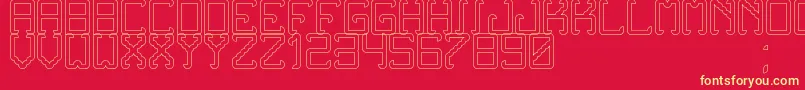 NoxtreyAufTfbHollow-Schriftart – Gelbe Schriften auf rotem Hintergrund