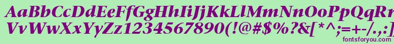 Шрифт StoneSerifItcBoldItalic – фиолетовые шрифты на зелёном фоне