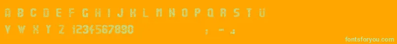 Stardots-Schriftart – Grüne Schriften auf orangefarbenem Hintergrund