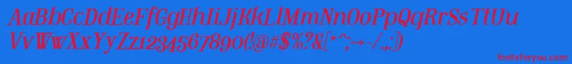 MountitalicPersonaluse-Schriftart – Rote Schriften auf blauem Hintergrund