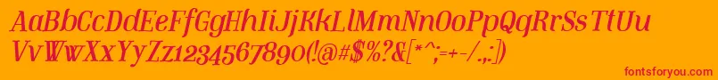 MountitalicPersonaluse-Schriftart – Rote Schriften auf orangefarbenem Hintergrund