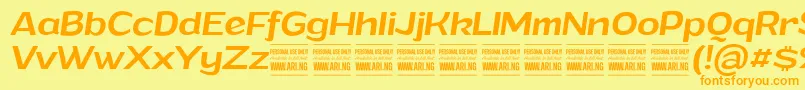 GrandimediumitalicPersonalUse-fontti – oranssit fontit keltaisella taustalla