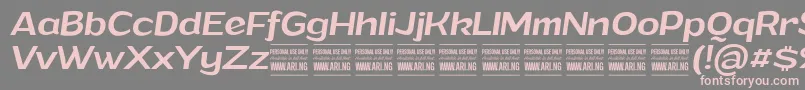 フォントGrandimediumitalicPersonalUse – 灰色の背景にピンクのフォント