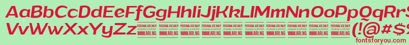 GrandimediumitalicPersonalUse Font – Red Fonts on Green Background