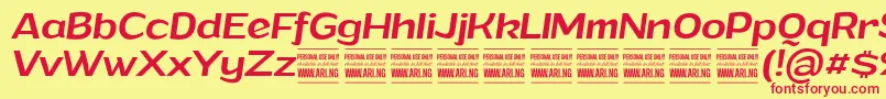 GrandimediumitalicPersonalUse Font – Red Fonts on Yellow Background