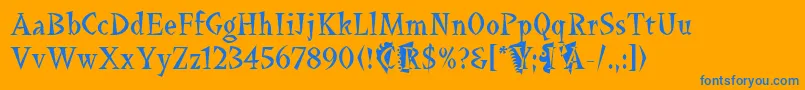 LaBambaLetPlain.1.0 Font – Blue Fonts on Orange Background