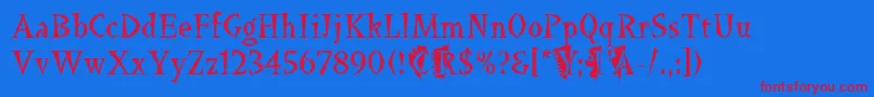 LaBambaLetPlain.1.0 Font – Red Fonts on Blue Background