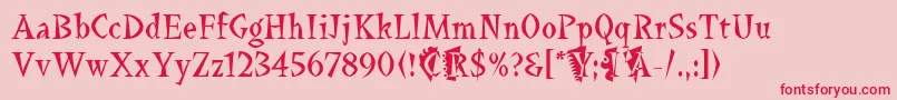フォントLaBambaLetPlain.1.0 – ピンクの背景に赤い文字