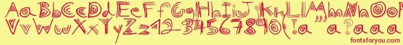 フォントNuni – 赤い文字の黄色い背景