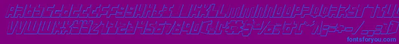 フォントUfohunter3Di – 紫色の背景に青い文字