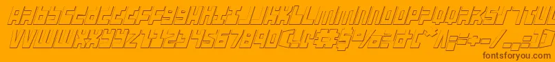 Ufohunter3Di-Schriftart – Braune Schriften auf orangefarbenem Hintergrund