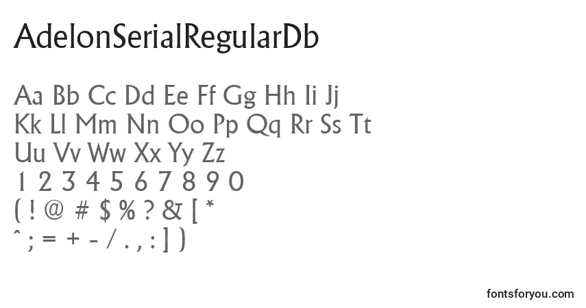 Schriftart AdelonSerialRegularDb – Alphabet, Zahlen, spezielle Symbole