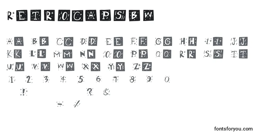 Шрифт Retrocapsbw – алфавит, цифры, специальные символы