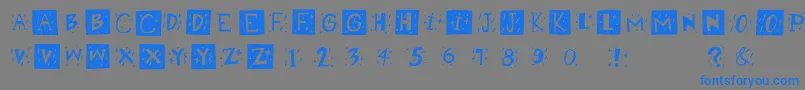 フォントRetrocapsbw – 灰色の背景に青い文字