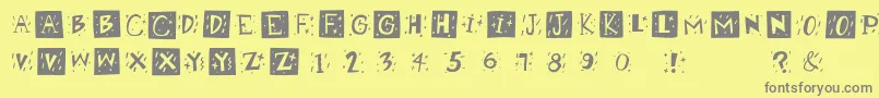 フォントRetrocapsbw – 黄色の背景に灰色の文字