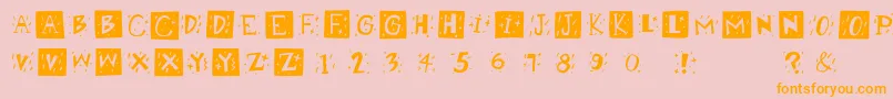 Retrocapsbw-Schriftart – Orangefarbene Schriften auf rosa Hintergrund