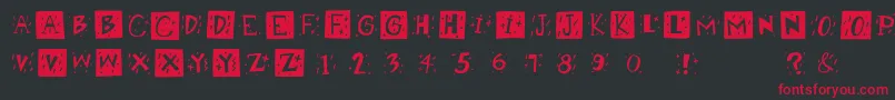 Retrocapsbw-Schriftart – Rote Schriften auf schwarzem Hintergrund
