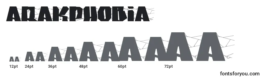Размеры шрифта Arakphobia