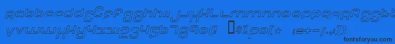 TechFontOutlineItalic Font – Black Fonts on Blue Background