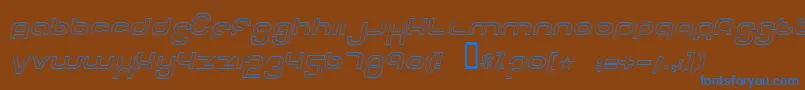 Czcionka TechFontOutlineItalic – niebieskie czcionki na brązowym tle