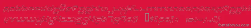 Czcionka TechFontOutlineItalic – szare czcionki na czerwonym tle