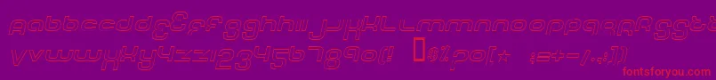 Więcej informacji o czcionce TechFontOutlineItalic Czcionka TechFontOutlineItalic – czerwone czcionki na fioletowym tle