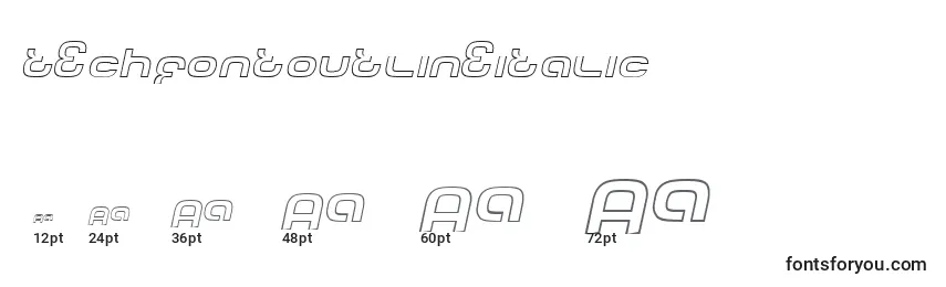TechFontOutlineItalic Font Sizes