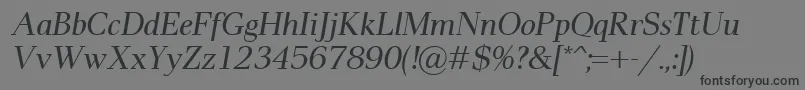 フォントPaxItalic – 黒い文字の灰色の背景
