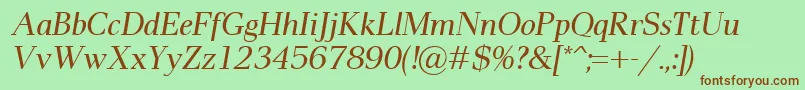 Fonte PaxItalic – fontes marrons em um fundo verde