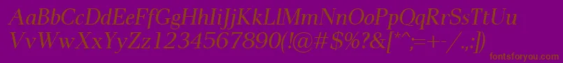 PaxItalic-Schriftart – Braune Schriften auf violettem Hintergrund