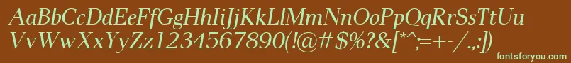PaxItalic-fontti – vihreät fontit ruskealla taustalla