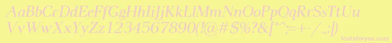 PaxItalic-fontti – vaaleanpunaiset fontit keltaisella taustalla