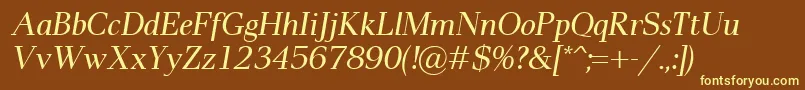 PaxItalic-fontti – keltaiset fontit ruskealla taustalla