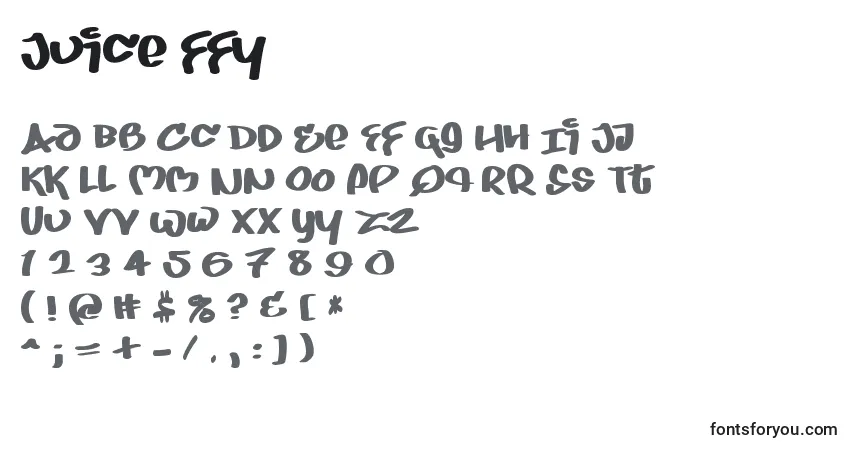 Schriftart Juice ffy – Alphabet, Zahlen, spezielle Symbole