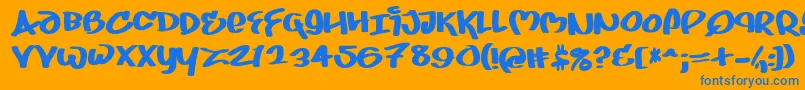 Juice ffy Font – Blue Fonts on Orange Background