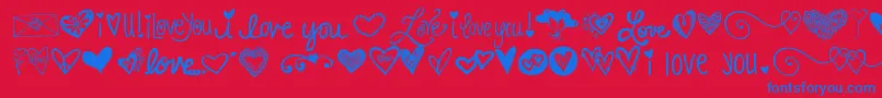 Kgheartdoodles Font – Blue Fonts on Red Background