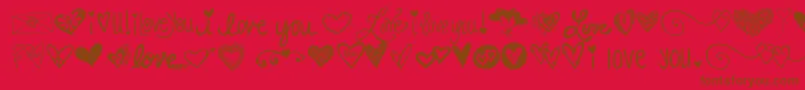 Kgheartdoodles Font – Brown Fonts on Red Background