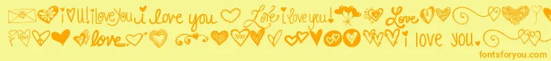 Kgheartdoodles Font – Orange Fonts on Yellow Background