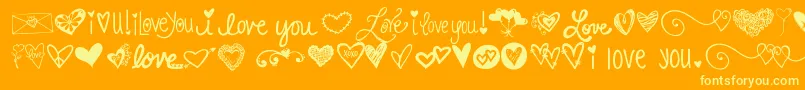 Kgheartdoodles Font – Yellow Fonts on Orange Background